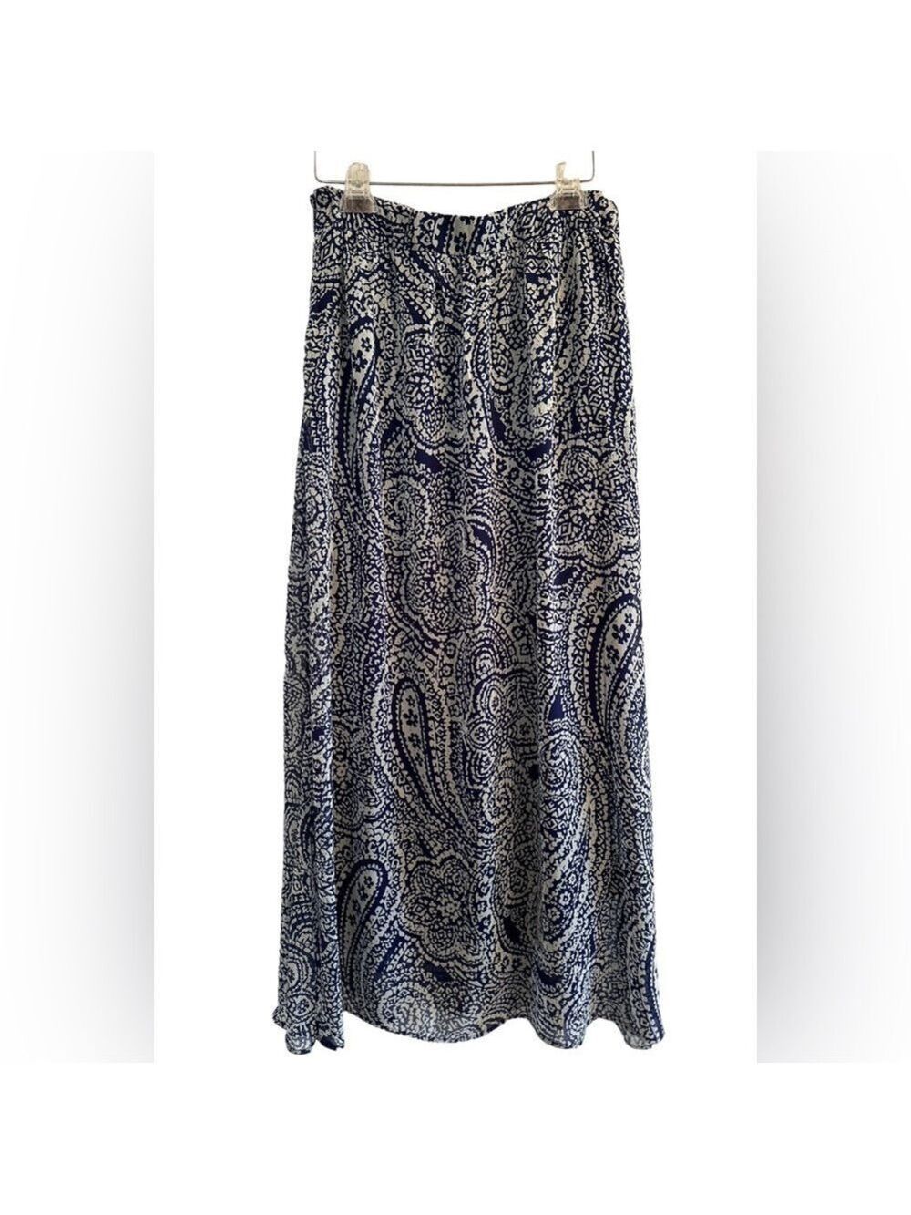 Outback Red Chiffon Paisley Blue Maxi Skirt Womens Medium Zipper Slit Lined